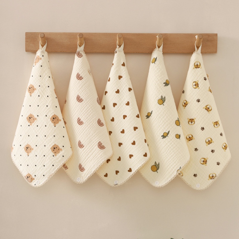 Khăn yếm/khăn sữa đa năng 2 trong 1 vải xô muslin cao cấp 4 lớp họa tiết gấu/hoa vintage Hàn Quốc cho bé