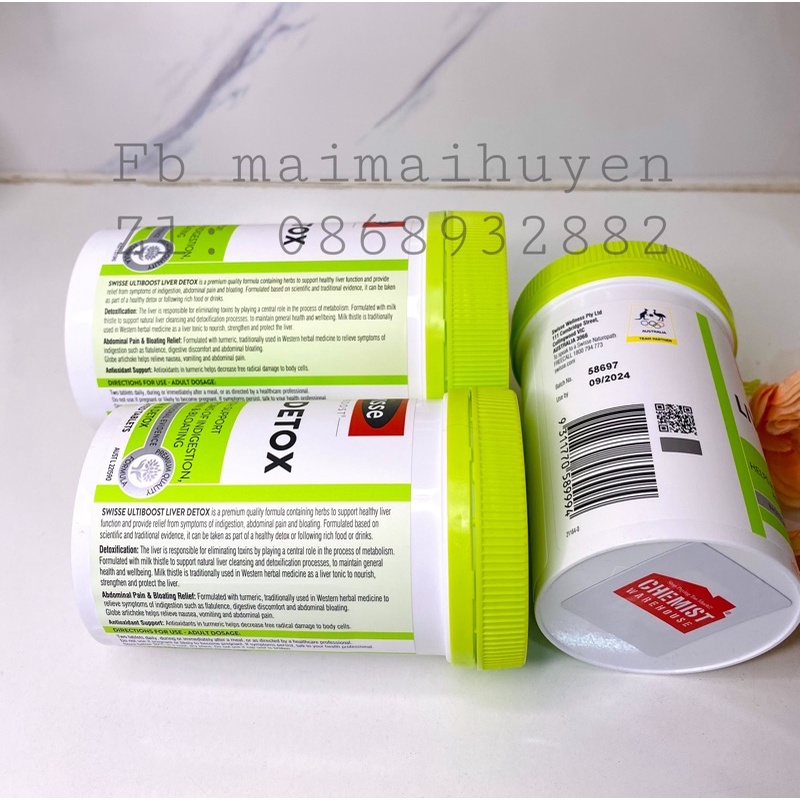 Swisse Liver Detox Bổ Gan Mát Gan Giải Độc Gan 120 viên