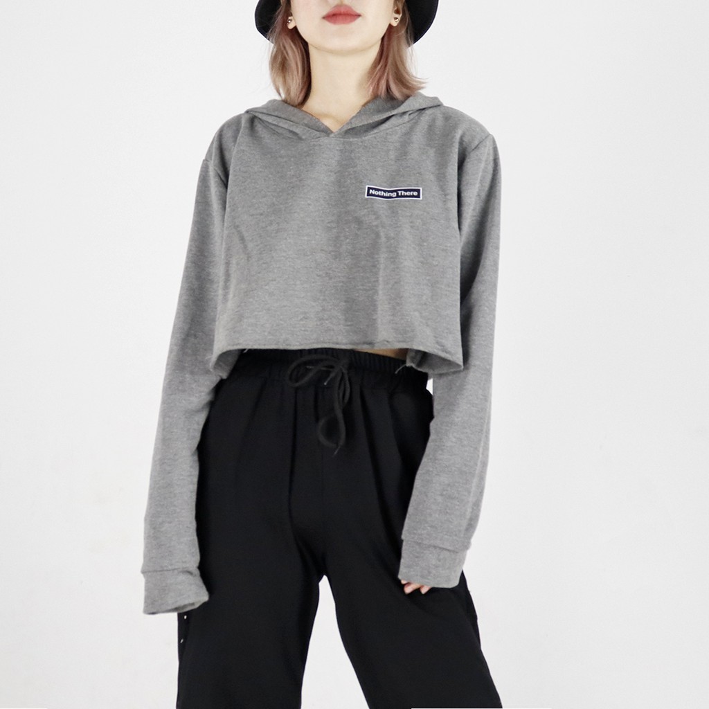 Áo croptop nữ kiểu dáng hoodie tay dài có mũ thời trang Miix - MC001