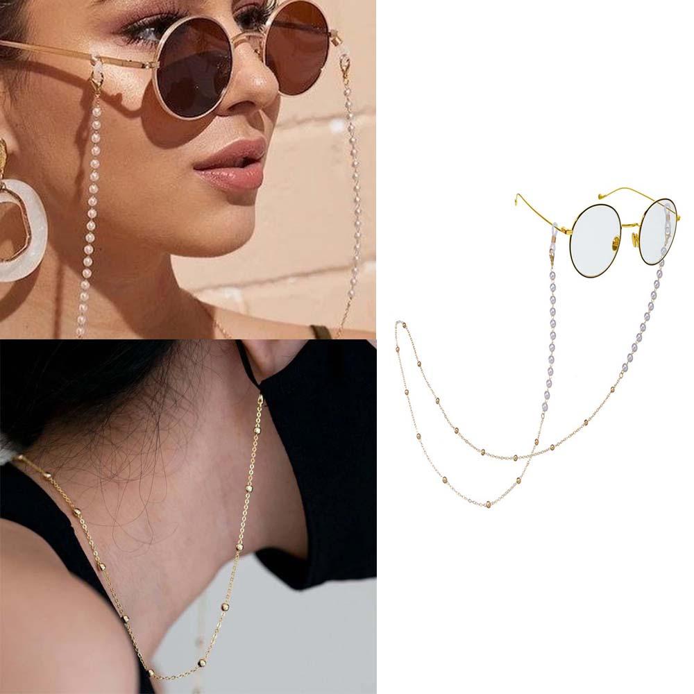 Dây Đeo Mắt Kính Đính Hạt Kim Loại Dành Cho Nam Nữ