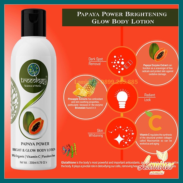 Dưỡng thể trắng da đu đủ Treeology | Papaya Power Bright &amp; Glow Lotion Treeology 200ml
