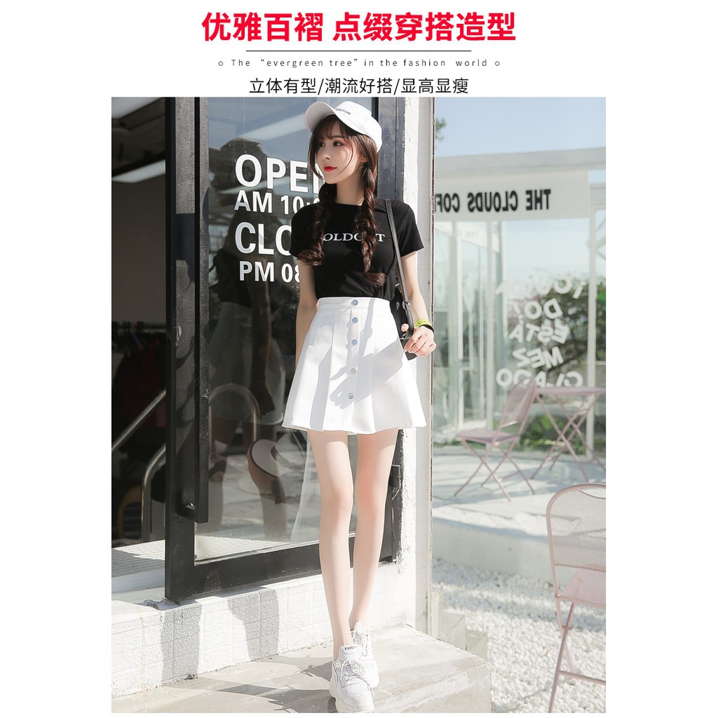 Chân váy xếp li lưng cao màu trơn thời trang | BigBuy360 - bigbuy360.vn