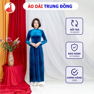 Áo dài truyền thống vải Nhung cổ 3,5cm tay dài | Áo dài trung đồng