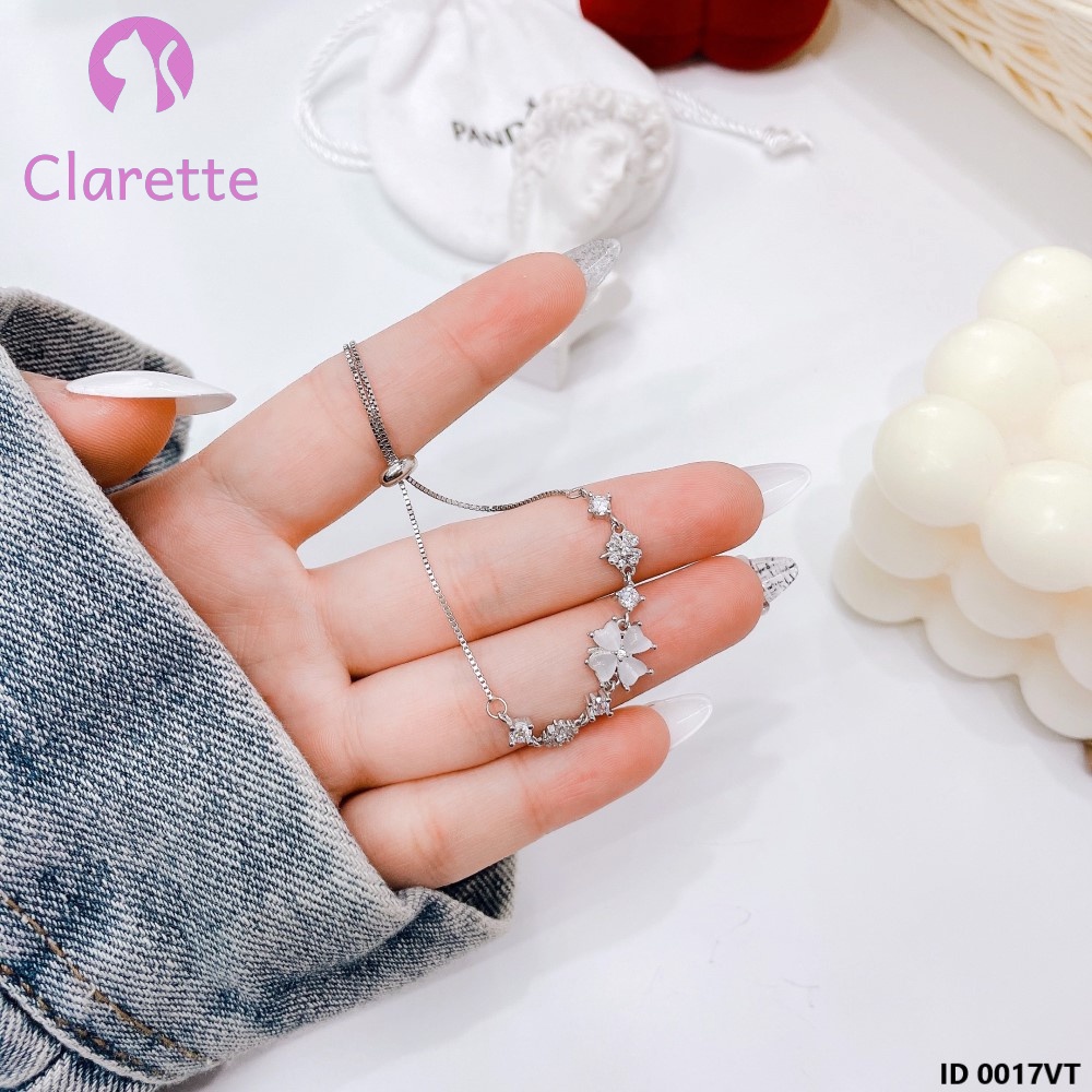 Vòng tay bạc mặt cỏ bốn lá Clarette 0017VT