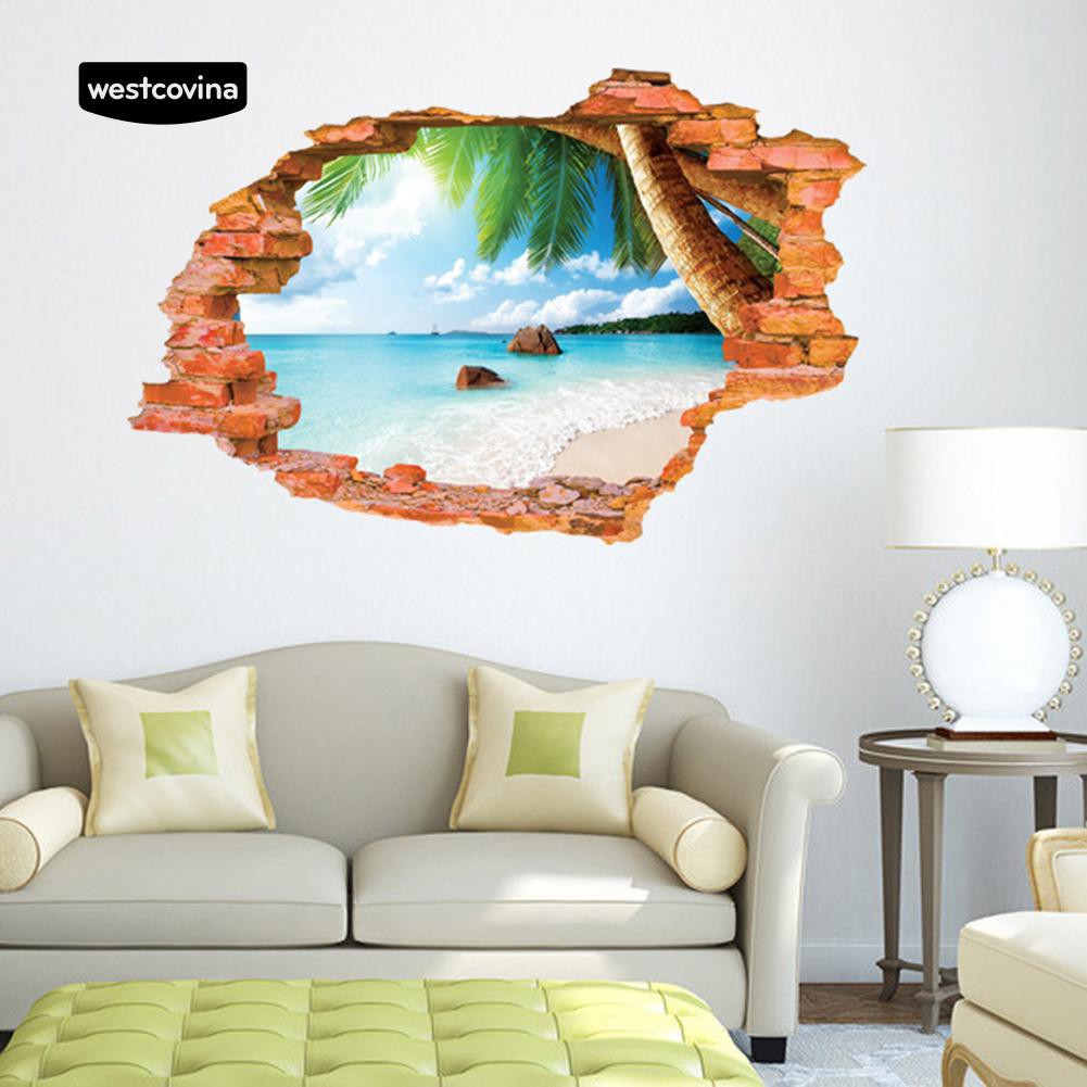 Sticker dán tường hình bãi biển