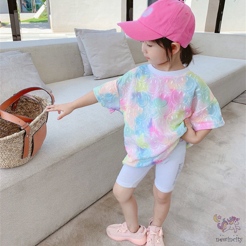 Đầm Bé Gái In Hoạ Tiết Graffiti Phong Cách Thời Trang Mùa Hè Hàn Quốc