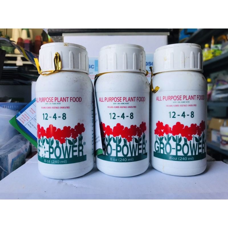 Phân bón Siêu Kích thích Tăng trưởng GRO POWER 12-4-8 Chai 240ml.