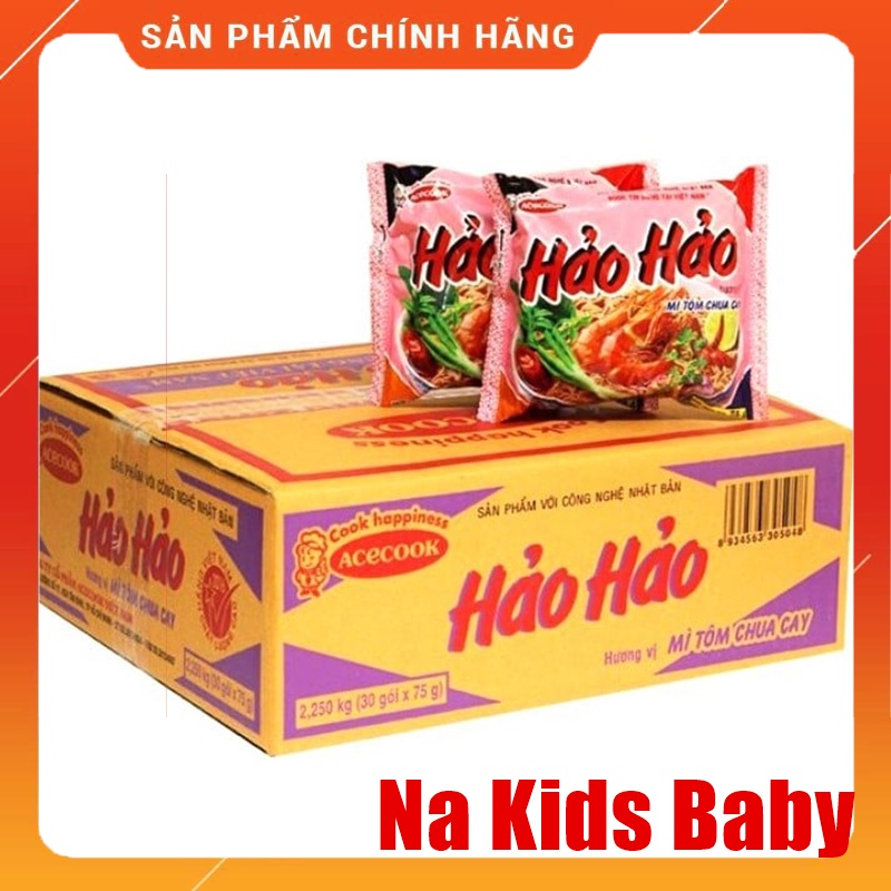 Thùng 30 gói mì tôm Hảo Hảo chua cay
