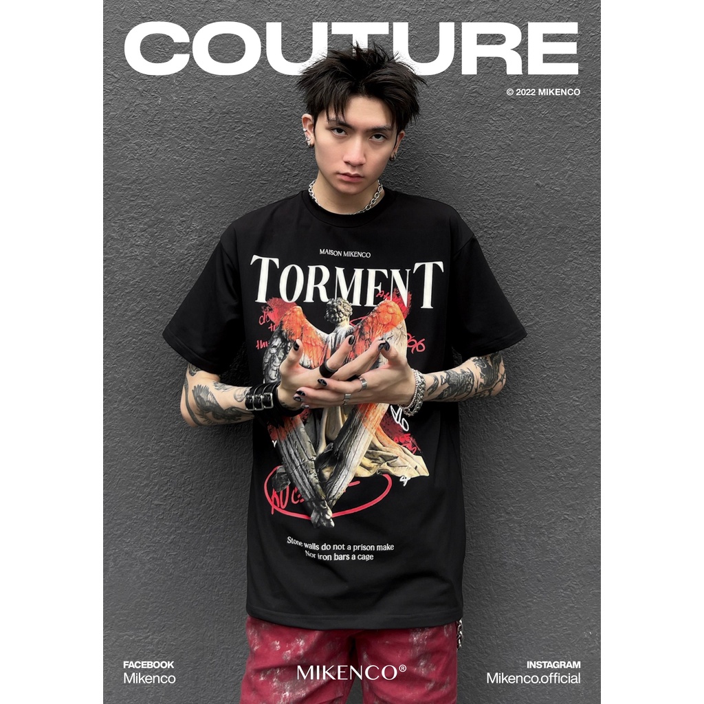 Áo phông nam MIKENCO Torment tshirt , Áo Thun Tay Lỡ Nam Nữ 100% Cotton Cao Cấp