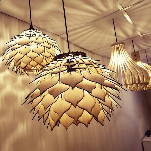 Đèn Trần Gỗ Hoa Sứ