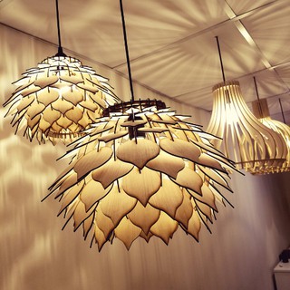 Đèn Trần Gỗ Hoa Sứ