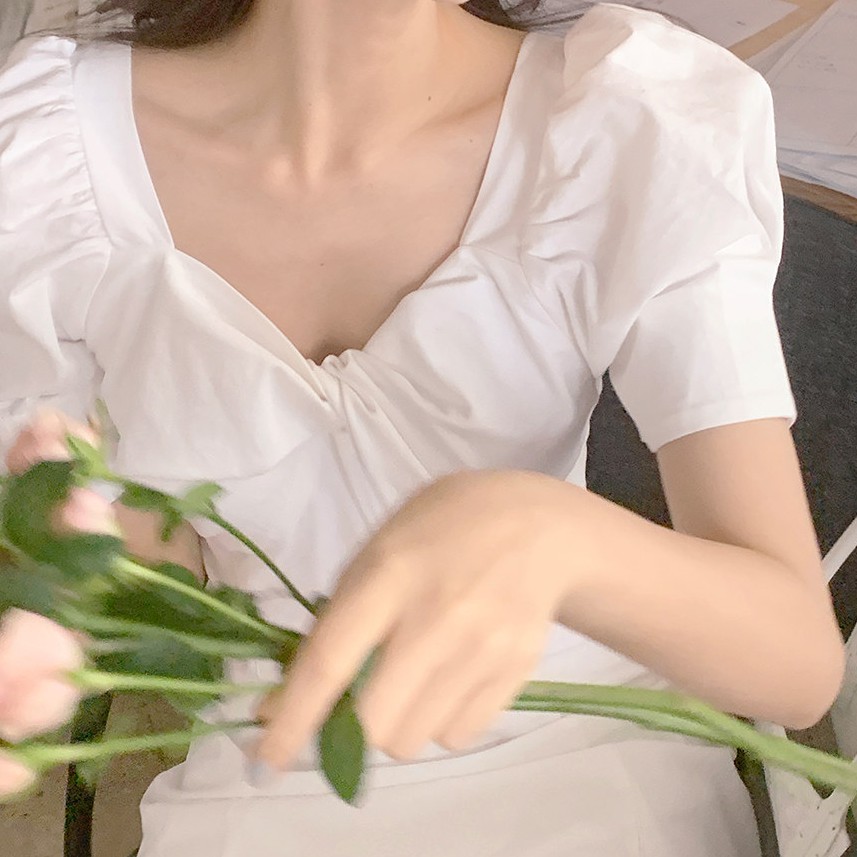 Đầm Midi Tay Ngắn Cổ Rộng Màu Trơn Đơn Giản 34395