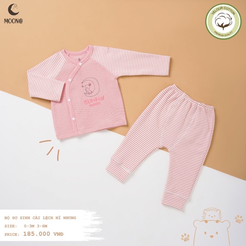 Bộ cài lệch Moon@ vải cotton cho bé trai/bé gái