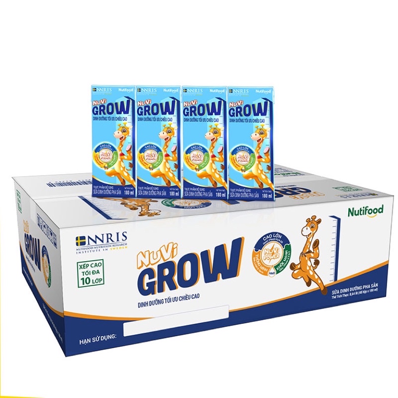 Thùng sữa bột pha sẵn nuvi grow 180ml