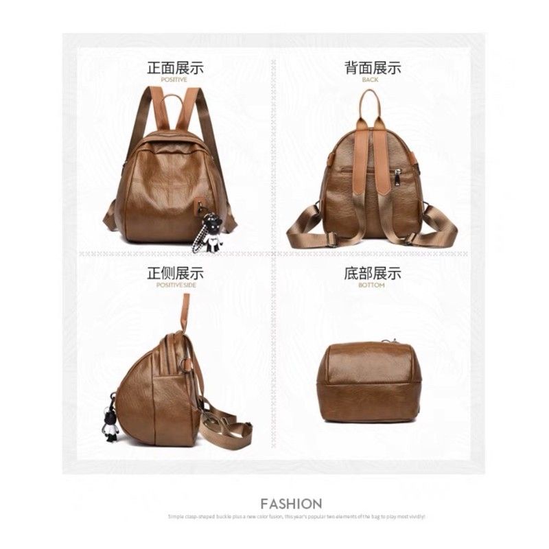 Ba lô da mềm tặng kèm móc gấu ( có quà tặng )