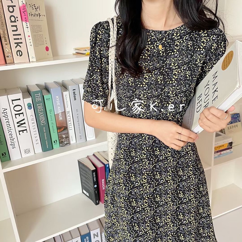 Váy hoa nhí cổ tròn basic dáng ngắn tay Ker new Ulzzang style 🌹 Hàng Quảng Châu