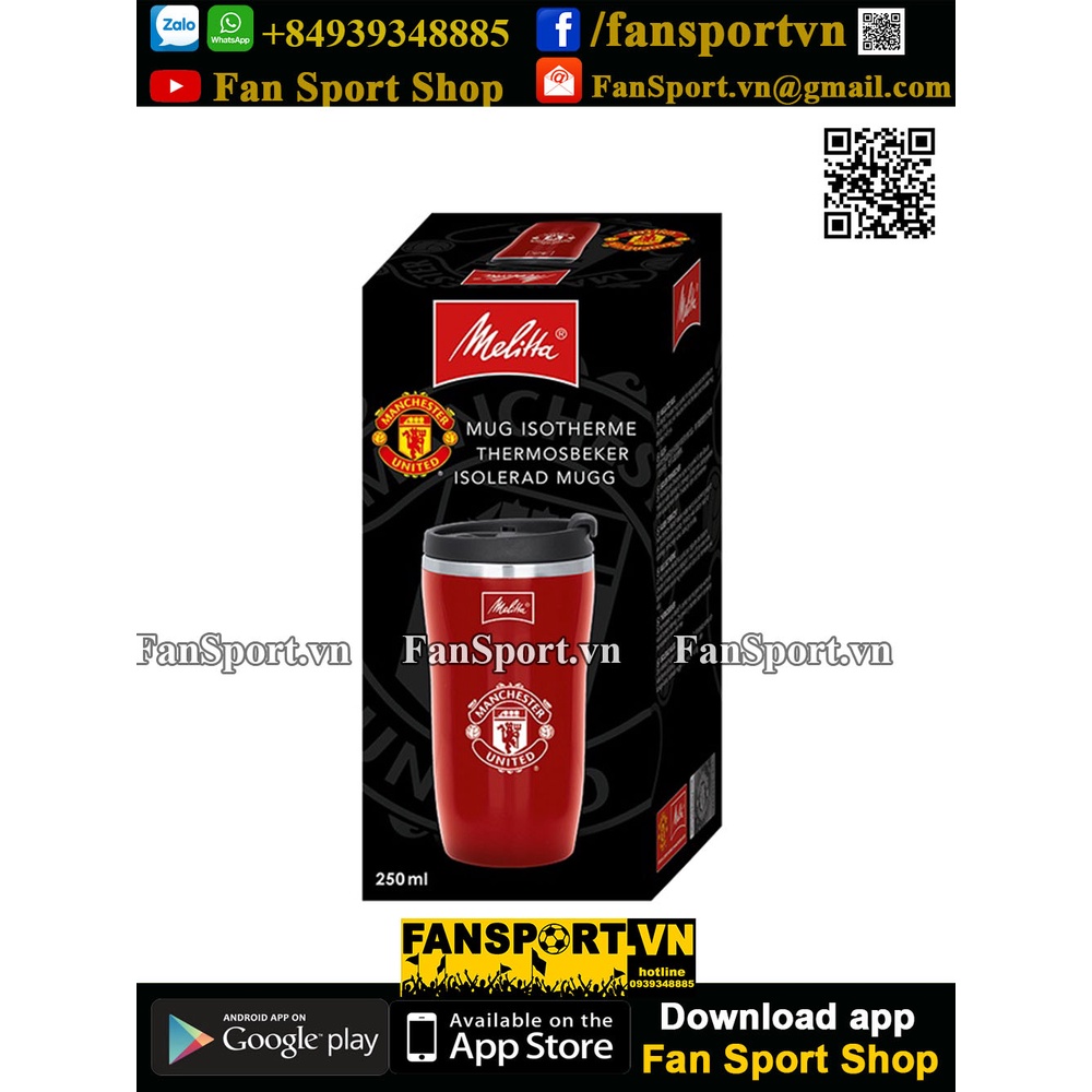 Bình nước giữ nhiệt Manchester United water bottle red melita mug 250 ml màu đỏ