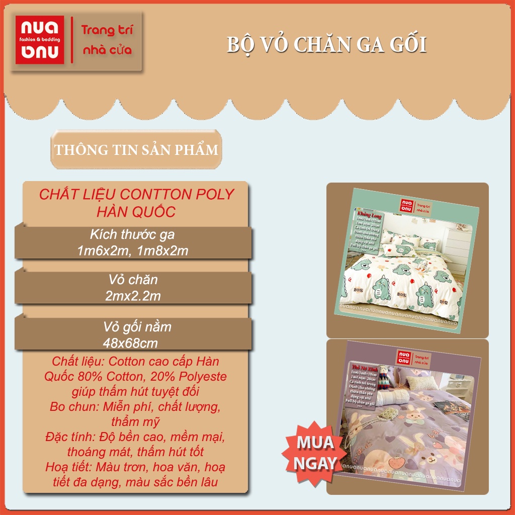 Bộ chăn ga cotton poly bọc đệm nệm lồng ruột chăn họa tiết loài vật chuột mickey khủng long kute trang trí giường ngủ