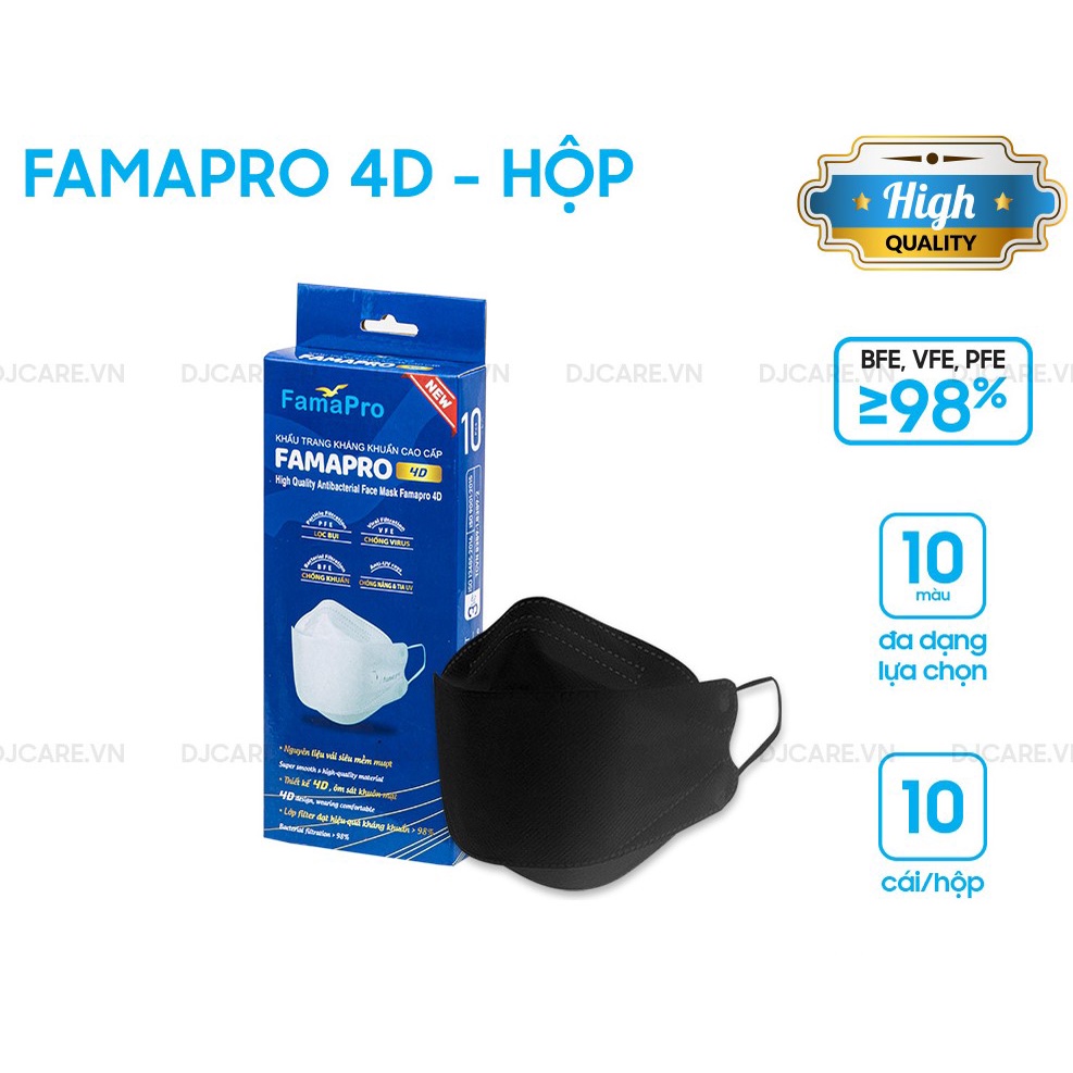 [4D MASK(KF94) COMBO 2 HỘP 10 CÁI] Khẩu trang y tế cao cấp kháng khuẩn 3 lớp Famapro 4D