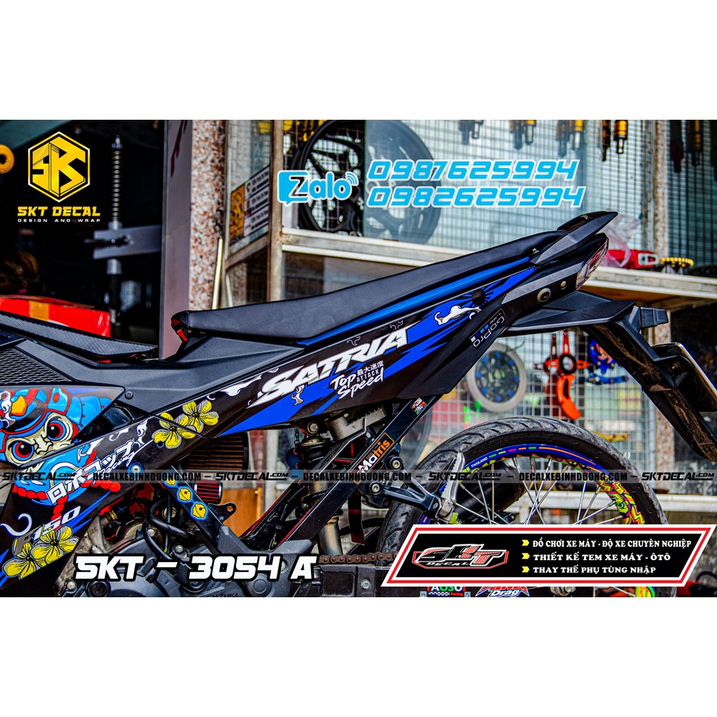 Tem rời satria đen xanh samurai