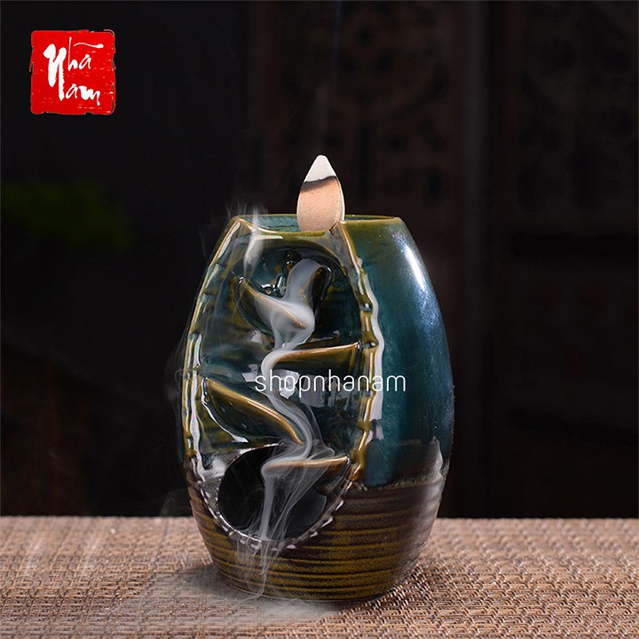 Thác khói trầm hương men ngọc thác suối chảy ngược tặng 3 nụ trầm