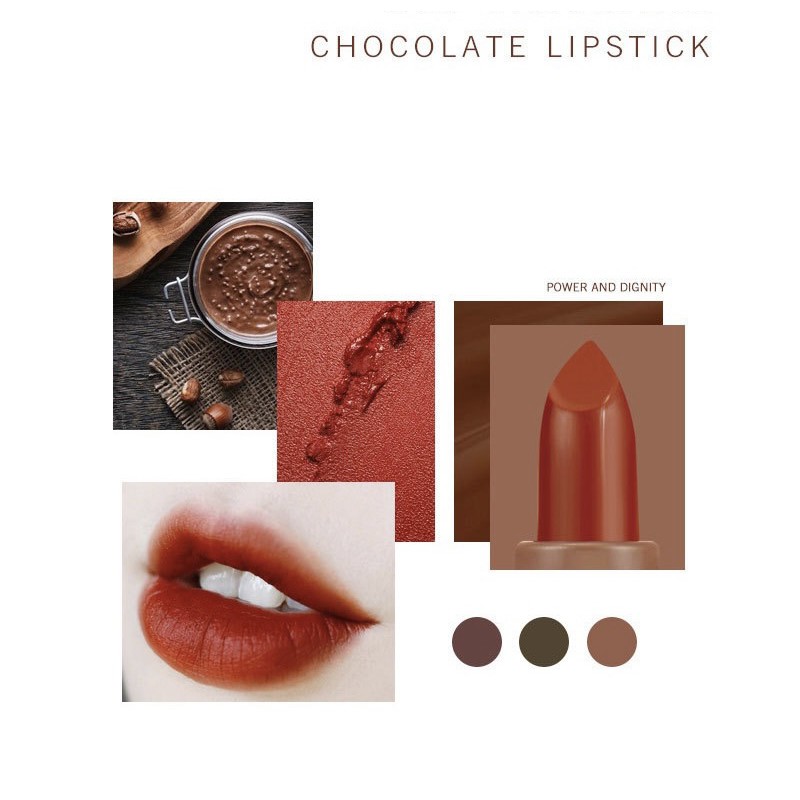 Son sáp lì HENG FANG phiên bản vỏ Chocolate soft matte lipstick siêu cute