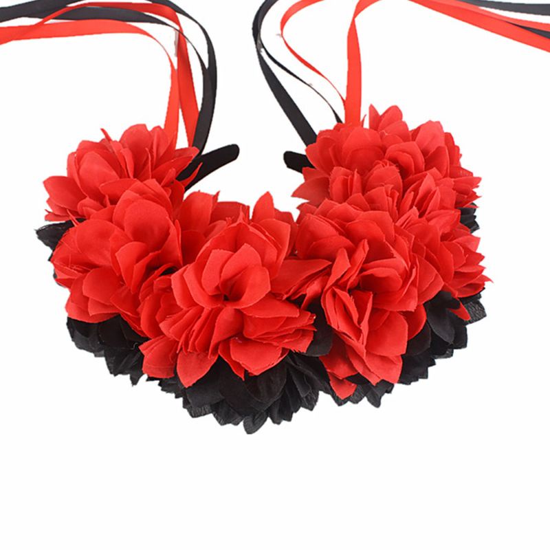 Flgo Băng Đô Ruy Băng Đính Hoa Giả Nhiều Màu Sắc Tương Phản Hóa Trang Ngày Halloween