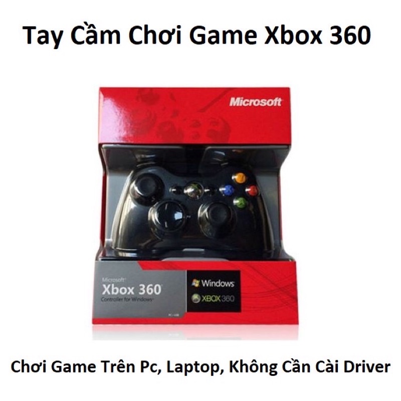 Tay cầm Chơi Game Microsoft Xbox 360 Full box Có Rung - Tay Cầm Có Dây Dùng Cho PC, Laptop