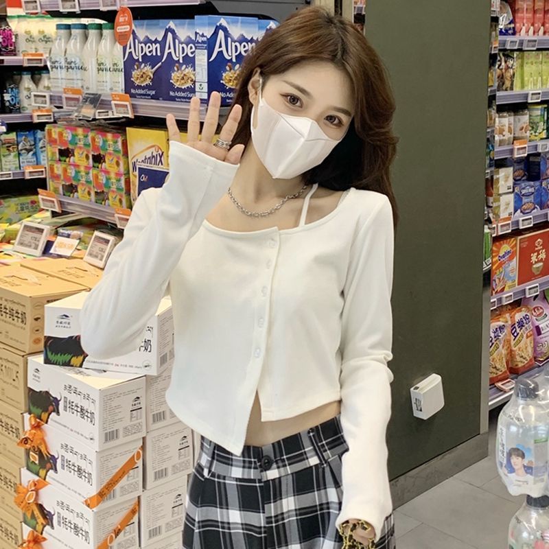 Áo Croptop Tay Dài Dáng Ôm Lưng Cao Thời Trang Cho Nữ