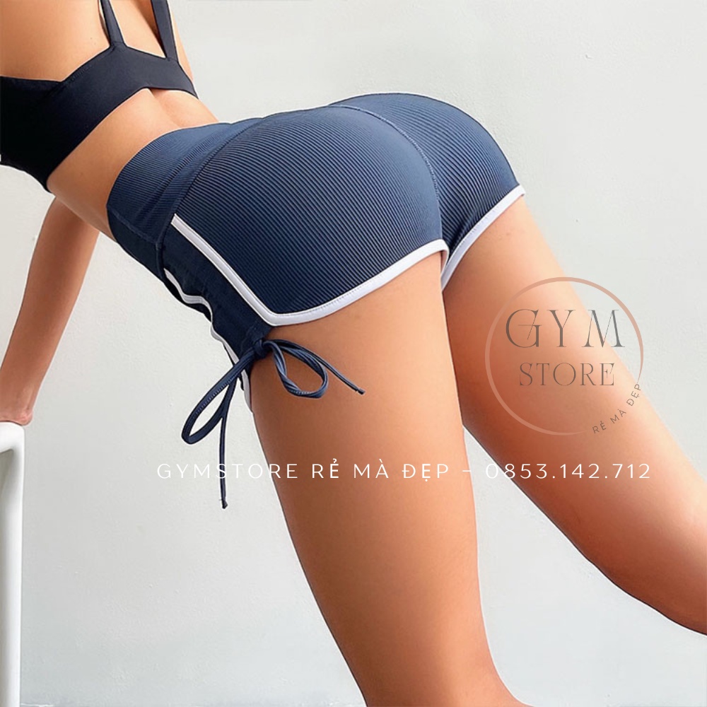 Quần Biker Short Đùi Ngắn Dây Rút Thể Thao Nữ Tập Gym Yoga Thun Co Giãn Thấm Hút Cực Tốt Tôn Dáng 𝑮𝒀𝑴𝑺𝑻𝑶𝑹𝑬 117