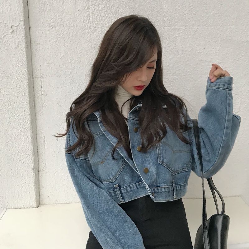 Áo Khoác Jeans Nữ Thời Trang Phong Cách Hàn Quốc