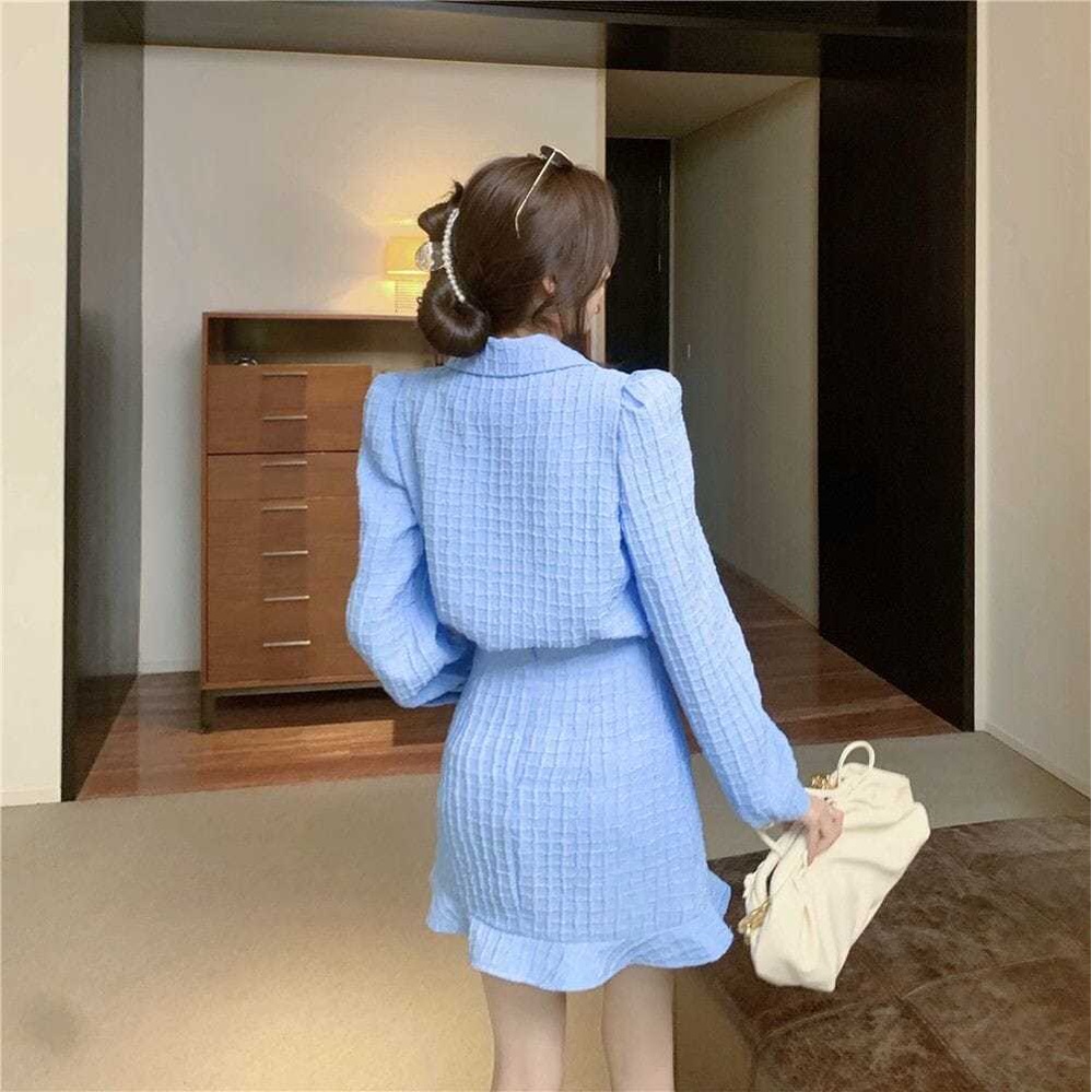 [Hàng Có Sẵn] Set Áo Váy Hai Mảnh Dáng Chữ A Ôm Dáng Phong Cách Hàn Quốc 2022