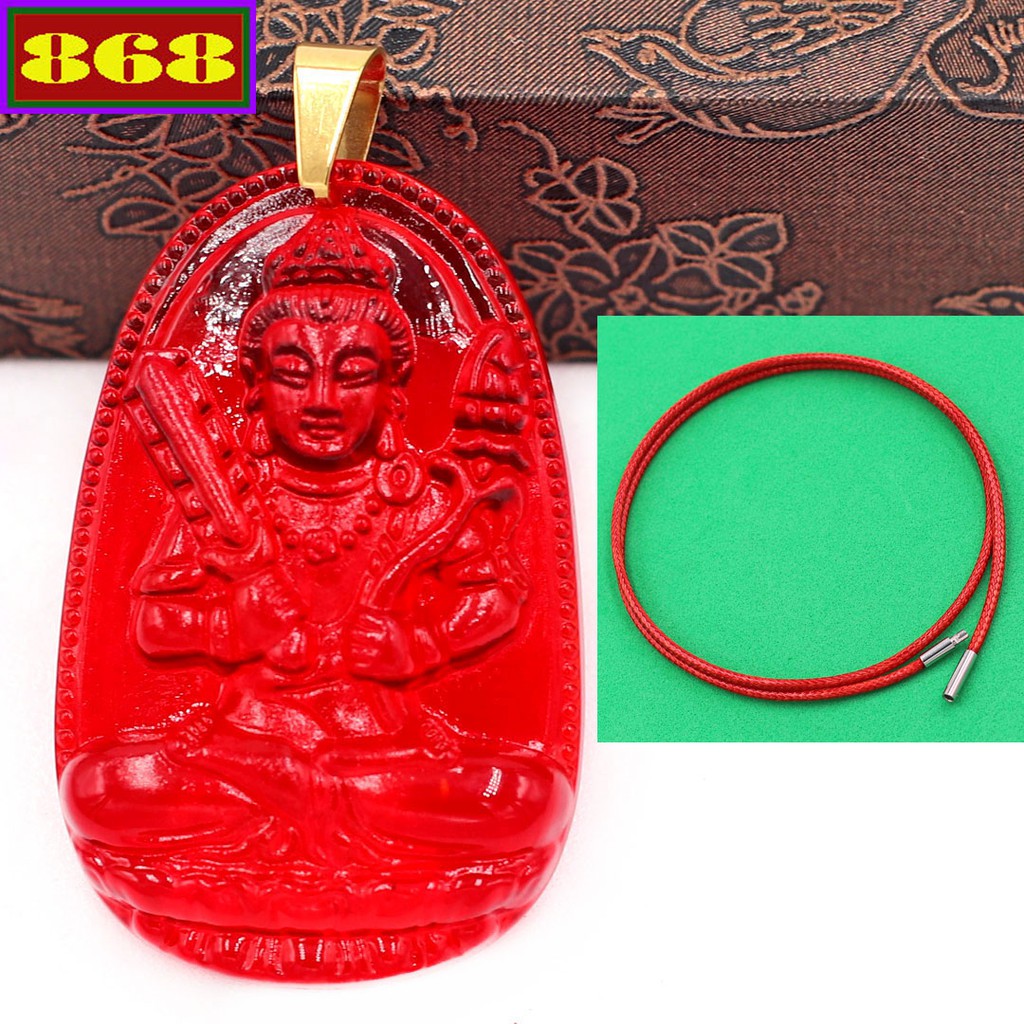 Vòng cổ mặt Phật Hư không tạng pha lê đỏ - Hộ mệnh tuổi Sửu, Dần