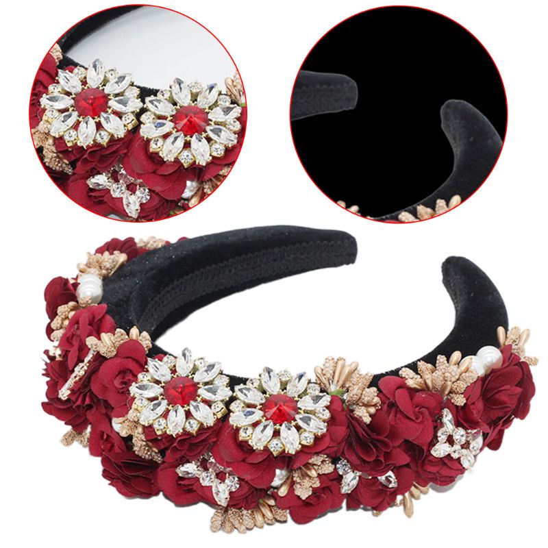 Flgo Băng Đô Cài Tóc Bằng Xốp Đính Đá Hình Hoa Nhiều Màu Ngọt Ngào Phong Cách Baroque