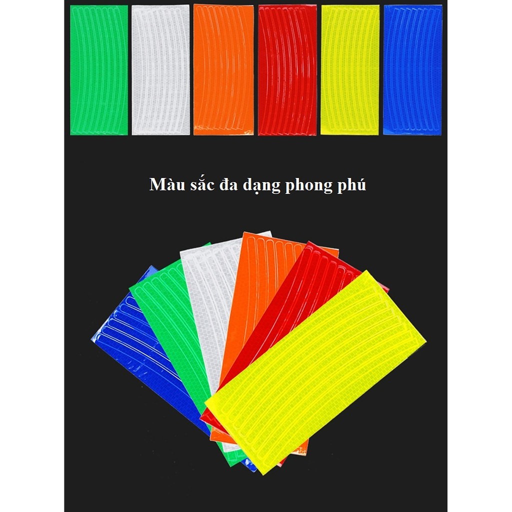 Bộ 6 Miếng Dán Phản Quang, Dạ Quang Dán Vành,Trang Trí Xe Đạp, Xe Máy (Mầu Ngẫu Nhiên)
