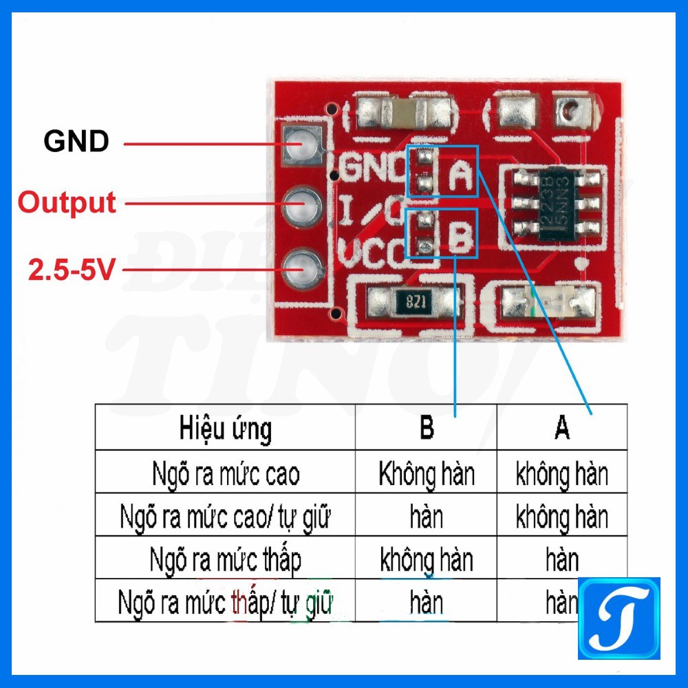 Mạch cảm biến chạm Mini TTP223 nút nhấn cảm biến công tắc chạm