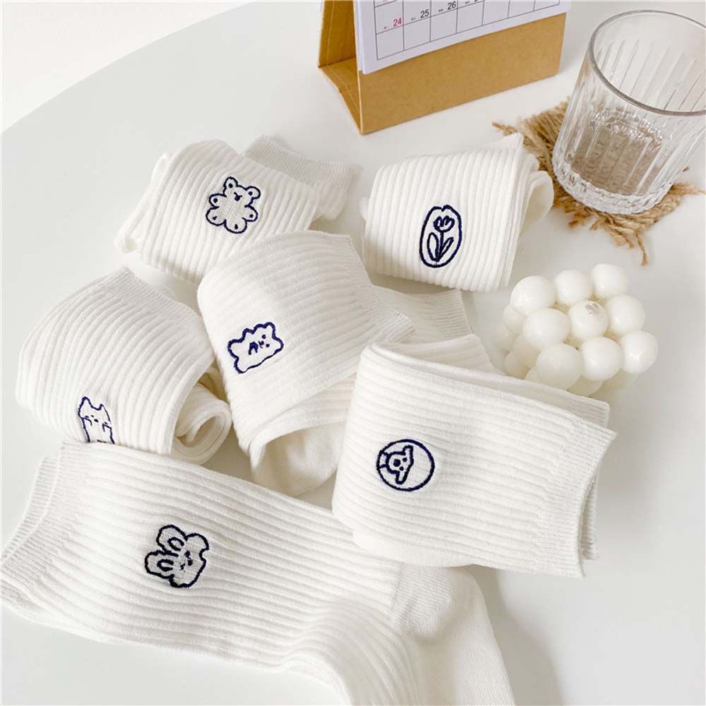 Đôi Vớ Cotton Thoáng Khí Thêu Họa Tiết Hoạt Hình Phong Cách Hàn Quốc Thời Trang Mùa Hè Cho Nữ