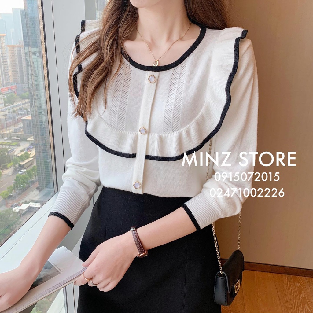 Len cổ tròn phối bèo ngực #9809 (3 màu)
