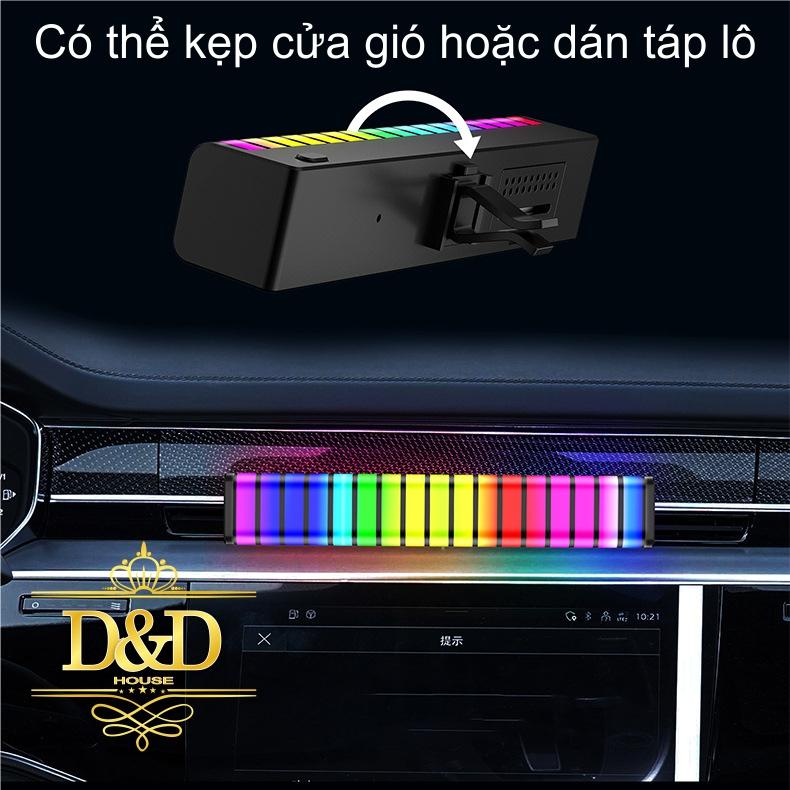 Thanh đèn Led RGB cảm ứng âm thanh đổi màu lắp trang trí khử mùi xe hơi, xe ô tô