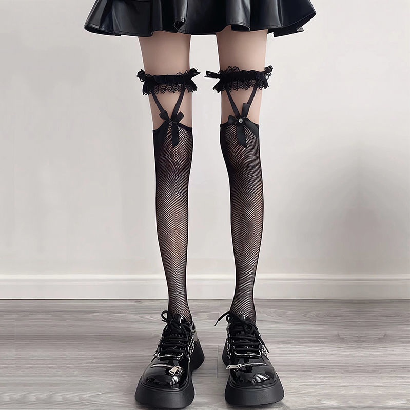 Sexy Hot Stockings Girl Jk Long High Tube Over The Knee Socks Female Black Silk Garter Socks Ripped Pantyhose Fishnet Socks Tide Summer