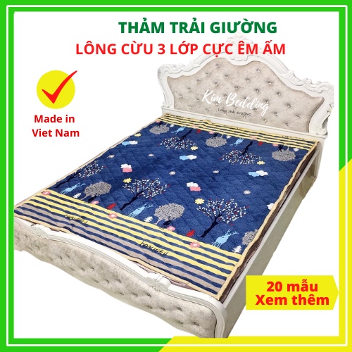 Thảm trải giường lông cừu nỉ nhung êm ấm đủ cỡ KimBedding