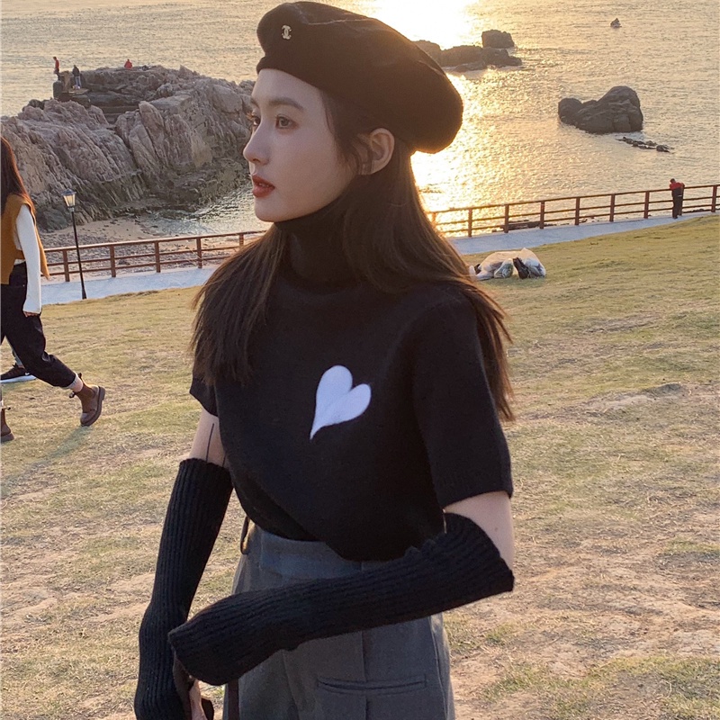 Áo Len Tay Dài Cổ Lọ Màu Trơn Đơn Giản Thời Trang Hàn Quốc Cho Nữ