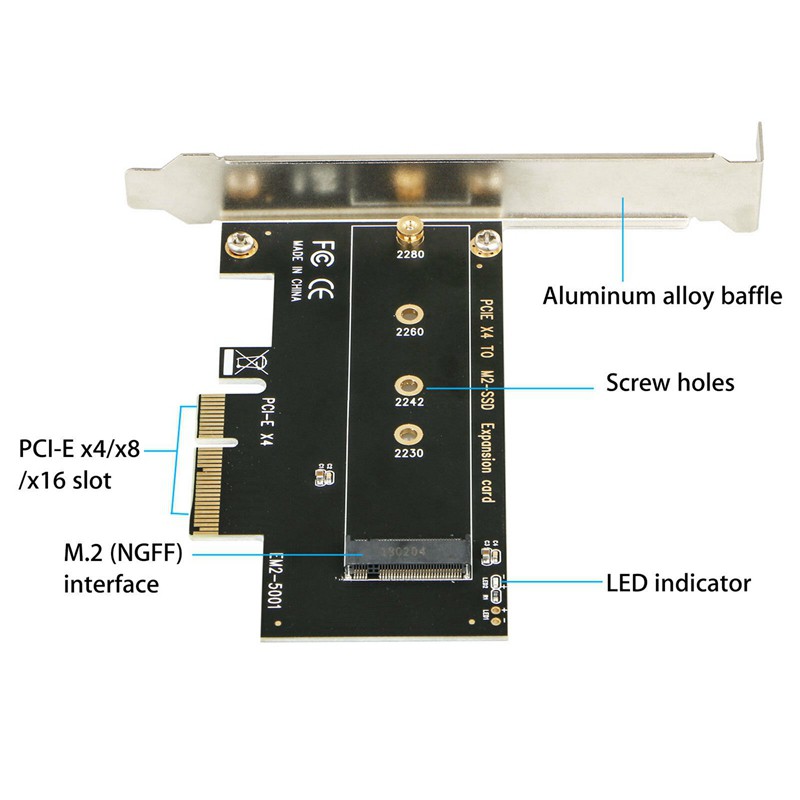 M.2 Nvme Ssd Ngff To Pcie 3.0 X4/X8/X16 Adapter Pcie To M2 Expansion Card M Key Interface Card Full Speed