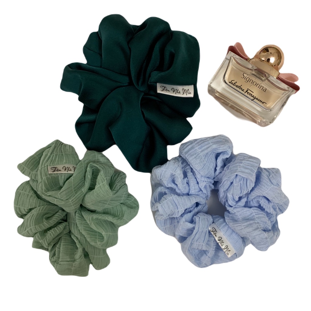 Dây Buộc tóc SCRUNCHIES THÔ Nhún Xanh dương Tiệm nhà Min phong cách Hàn Quốc mềm mại - MIN.0023