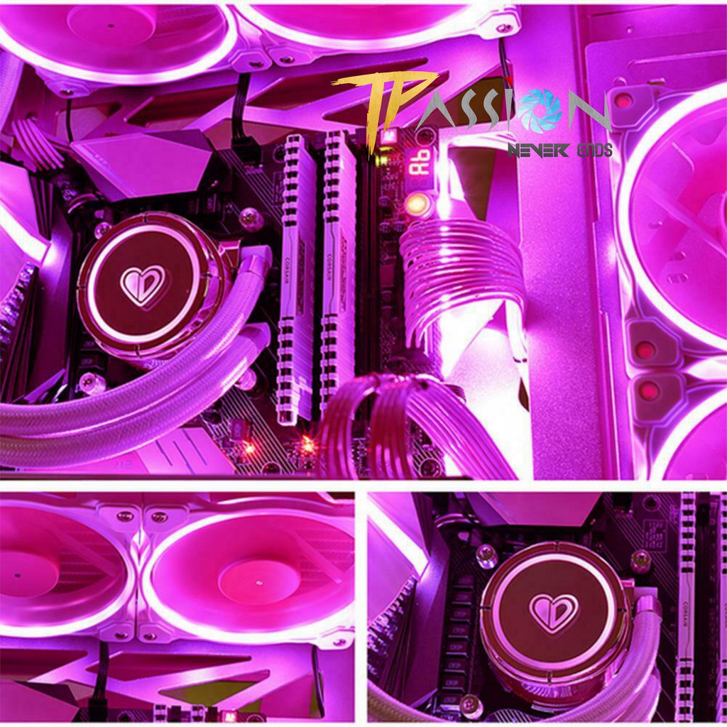 Quạt tản nhiệt LED ARGB ID-Cooling ZF-12025-PINK - Fancase 12cm, cánh quạt hồng, sức gió mạnh, hiệu ứng RGB viền đa màu