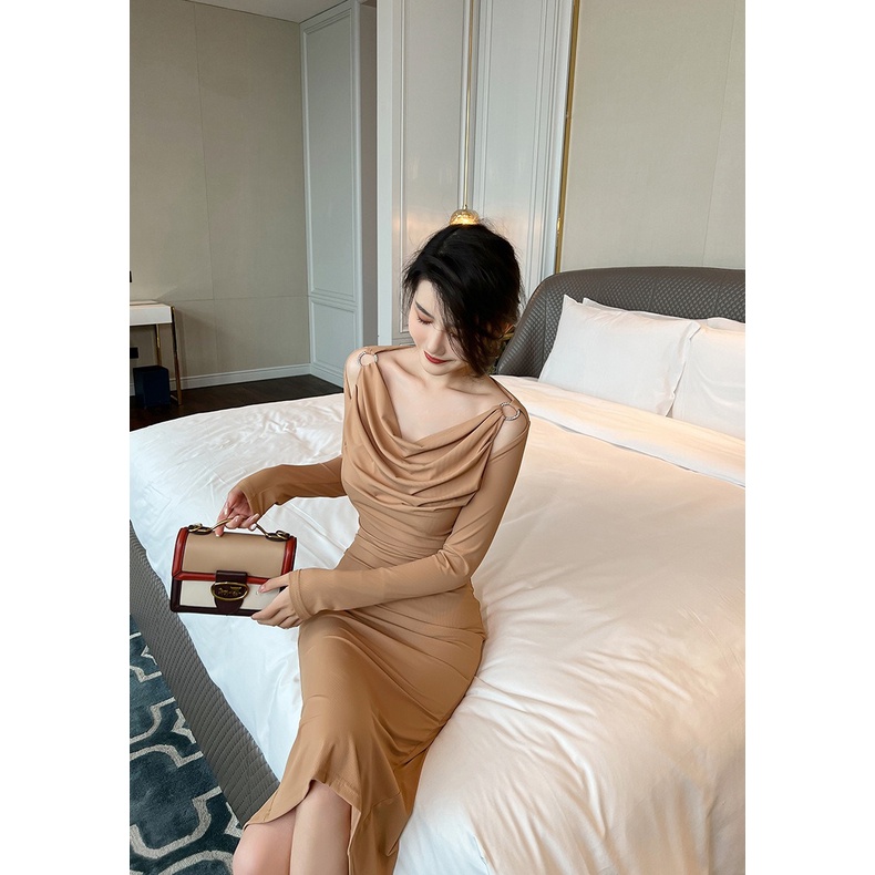 ZYHT Đầm Dạ Hội Dáng Dài Ôm Sát Phong Cách Vintage Hàn Quốc 10045