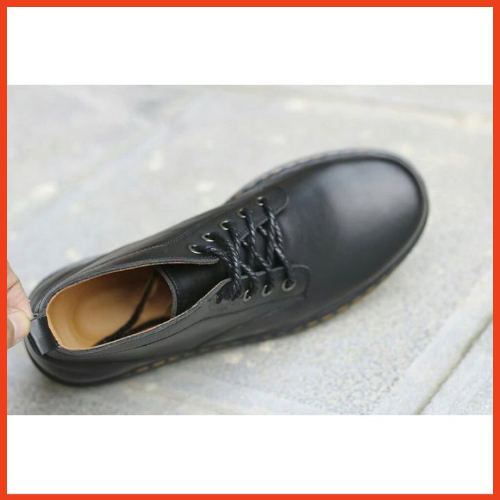 Giày Bốt Nam Đẹp Cổ Thấp Da Bò Cao Cấp, Boots Da Nam Mùa Đông Phong Cách Hàn ( Da Sáp) | BigBuy360 - bigbuy360.vn