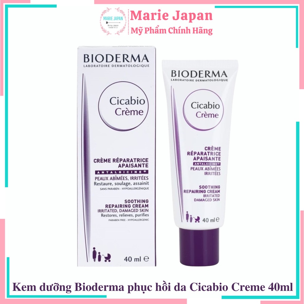 Kem dưỡng Bioderma Tím phục hồi da Cicabio Creme Tuýp 40ml