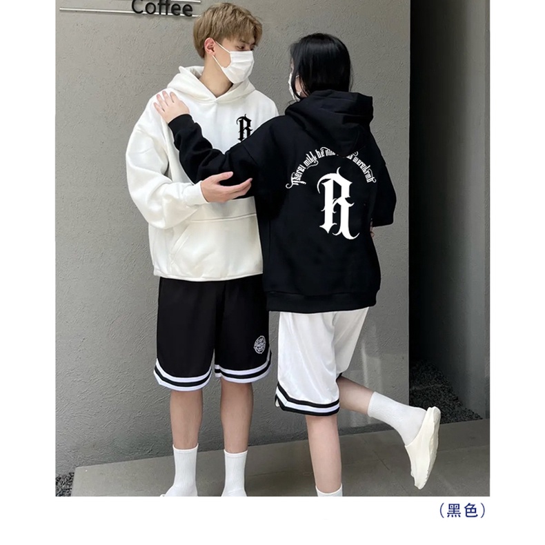 Áo hoodie form rộng mũ 2 lớp tay phồng chất nỉ bông Chữ B ,R  Unisex Chất Nỉ Dày, Áo Nỉ Có Mũ Nam Nữ Cao Cấp