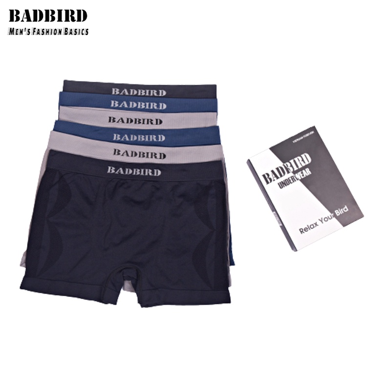 SET 3 Chiếc Quần Lót Nam Boxer Không đường may cao cấp co giãn, kháng khuẩn thương hiệu BADBIRD